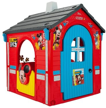 Casetta Bambini Mickey Mouse INJUSA Dai 3 Anni Per Giardino Con 3 Porte 1 Finestra Design Disney Ufficiale Casetta Esterna Rossa In Plastica Robusta Immaginazione Giochi All’Aperto
