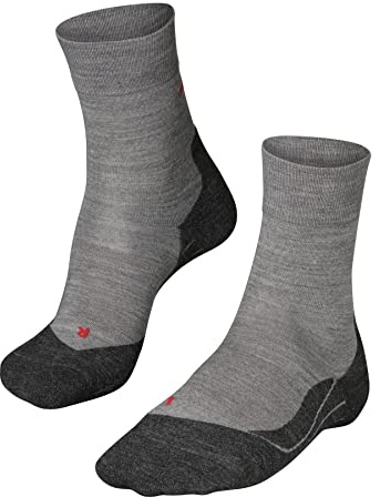 FALKE Herren Laufsocken RU4 Endurance Wool M So Wolle Funktionsmaterial antiblasen 1 Paar, Grau Light Grey Melange 3830, 44-45