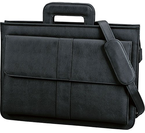 ALASSIO Dokumententasche AVERSA, Aktenmappe aus Lederimitat, Mappe mit versenkbaren Griffen und Tragegurt Aktentasche, 42 cm, Schwarz