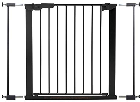BabyDan Premier, Ohne bohren Treppenschutzgitter, 73,5-79,6 cm, Babygitter/Sicherheitsgitter, Metall, Schwarz, Hergestellt in Dänemark - (Haustiergitter/Hundegitter)