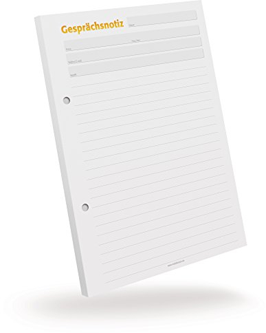 notizblock24 Gesprächsnotizblock DIN A5 liniert - 5 Blöcke zu je 50 Blatt, gelocht