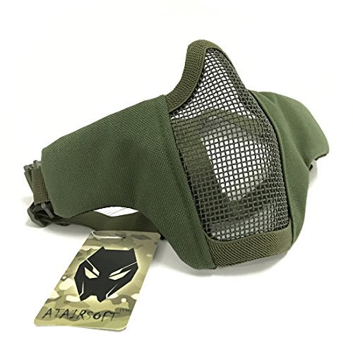 Tactical Airsoft CS Schutzkleidung Strike Stahl Halbmaske mit 2-Gürtel für Jagd Paintboll WorldShopping4U (OD Green)
