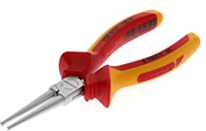 GEDORE VDE Rundzange, zum Greifen/Biegen, lange runde Backen, VDE isoliert, Elektrik, eingelegtes Gelenk, VDE 8122-160 H