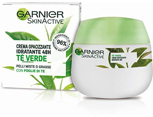 Garnier Crema Viso Idratante Opacizzante SkinActive, Ottima per Pelli Miste o Grasse, Arricchita con The Verde, 50 ml, Confezione da 1
