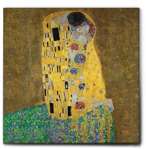 Giallobus - Quadro - Gustav Klimt - Il bacio - Tela Canvas Telaio Standard - 50x50 - Pronto da appendere - Quadri moderni per la casa