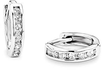 Amor Creolen 925 Sterling Silber Damen Ohrschmuck, mit Zirkonia synth., 1 cm, Silber, Kommt in Schmuck Geschenk Box, 9968176