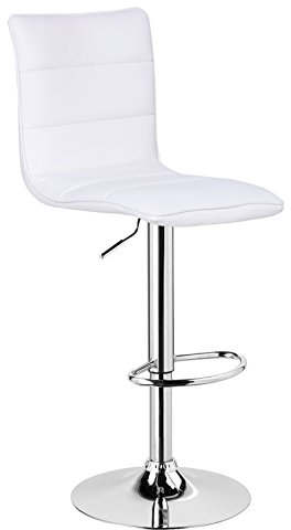 WOLTU BH15ws-1 1 x Barhocker Design Bar Hocker, 1 Stück Barstuhl, stufenlose Höhenverstellung, verchromter Stahl, pflegeleichter Kunstleder, gut gepolsterte Sitzfläche, Antirutschgummi, Weiß