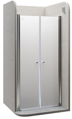 i-flair LIMA Duschtür 92x195 cm Nischentür mit Pendeltüren Satiniert, Verstellbereich 92-96 cm – 6 mm ESG Sicherheitsglas, Nanobeschichtung, Hebe-Senkmechanismus - DTF