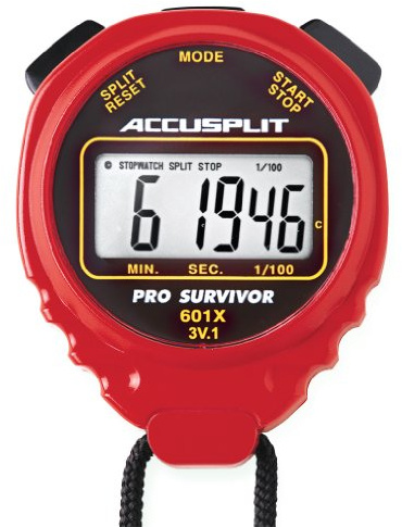ACCUSPLIT Pro Survivor - A601XBK Stopwatch, Clock, Extra Large Display (Red)