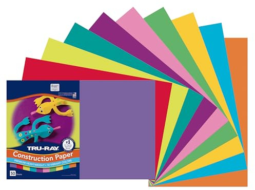 Tru-Ray Pacon Construction Paper Assortments, 12-Inches by 18-Inches, 50-Count, Bright Assorted (102941)