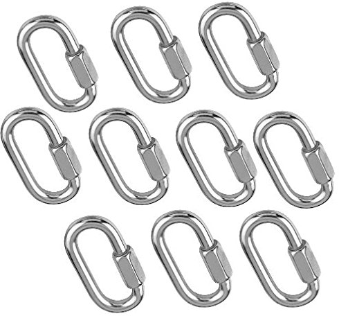 Versandbox24 10 Stück 5 mm Schraubverbinder A4 Edelstahl Kettenverbinder Schraubkarabiner