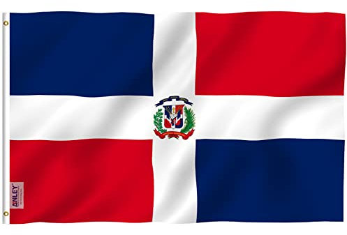Anley Fly Breeze 90 x 150 cm Bandera República Dominicana - Colores Vivos y Resistentes a Rayos UVA - Bordes Reforzados con Lona y Doble Costura
