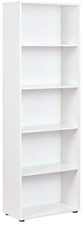 Inter Link - Bücherregal Standregal 5 Fächer Höhenverstellbare Böden Holzregal Wohnzimmer Arbeitszimmer Büro Arco 4 Masse in cm T: 30 x B: 60 x H: 180 Farbe Weiß