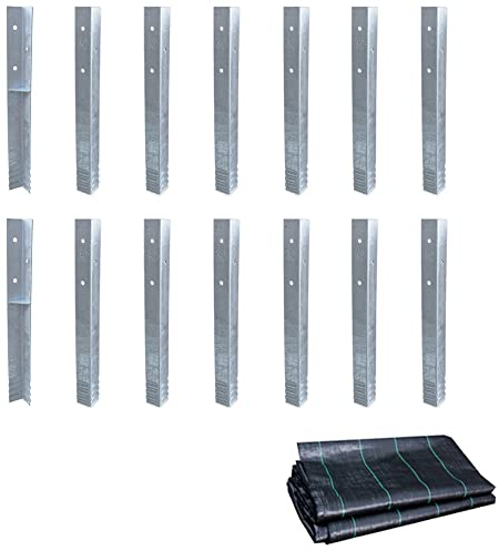 Wickey SolidLock Winkelanker aus feuerverzinktem Stahl für Spieltürme, Schaukeln, Stelzenhäuser - 14er-Set Anker inklusive Schrauben & Unkrautvlies - Bodenanker, Erdanker 500x45x45 mm