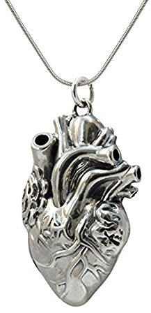 FashionJunkie4Life Medaglione anatomico a forma di cuore, in argento Sterling, 45,7 cm