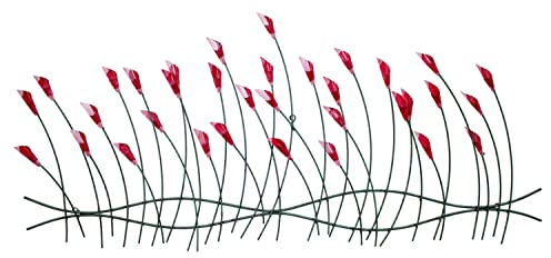 KunstLoft Wanddeko Metall | 100% HANDGEFERTIGT | 124x56x6cm | Wandbild Metall 'Verspielte Blumen' | Abstrakte Skulpturen | Grün Rot | Wandskulptur | Metalldeko Wand Wohnzimmer