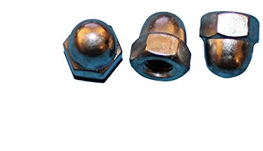 10 Stück Hutmuttern M6 Messing verchromt DIN1587 hohe Form