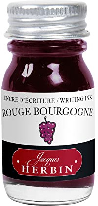 Jacques Herbin 11528T - Writing and drawing ink - Fountain pens and rollerballs - Rouge Bourgogne/ Burgundy red - 10 ml - Made in France - Calligraphy