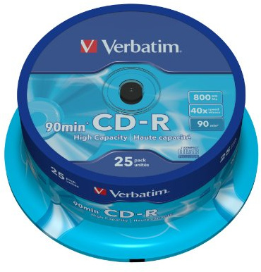 Verbatim CD-R High Capacity 800 MB 25 styck - CD-RW jungfrur (CD-R, 800 MB, 25 styck, 40x, Axel)