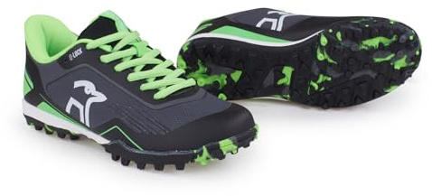 Kookaburra Orbit Junior Hockey Shoe, 3, Black/Lime