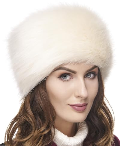 Futrzane Classic Chapeau Cosaque - Chapka Femme en Fausse Fourrure - Toque Russe (S, Écru Classic)
