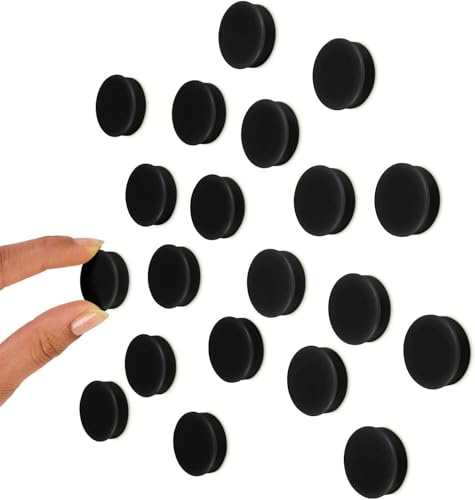 Magneti da frigorifero rotondi colorati con scarabocchi Calamite da ufficio (confezione da 24) Perfetti per lavagne, armadietti e frigoriferi, Nero, 30 mm