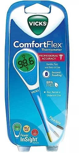 Vicks ComfortFlex Digital Thermometer – Accurate, Color Coded Readings in 8 Seconds - Digital Thermometer for Oral, Rectal or Under Arm Use