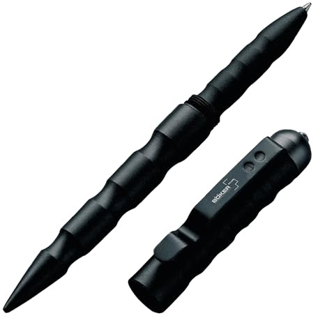 BOKER PLUS® MPP Black – tactical pen with emergency glass breaker for first responders – premium EDC emergency pen with clip – tactical self-defense pen – black Kubotan self defense stick
