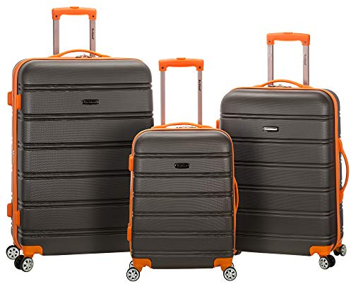 Rockland Melbourne Espandibile Abs Dual Wheel Spinner Bagaglio, Carbone, 3 Piece (20/24/28), Melbourne Hardside - Trolley espandibile con ruote girevoli