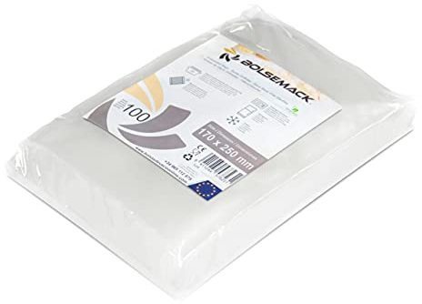 Bolsemack Sacs Sous Vide Gaufrés 17x25 cm, 100 Sachets pour Machines Sous Vide Domestiques, Sans BPA, Réutilisables, Cuisson Sous-Vide, Congélation, Conservation des Aliments, Fabriqués en UE