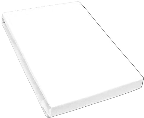 Bella Luna Jersey de Luxe Spannbettlaken in Weiß | Bettbezug für Wasserbetten, Boxspringbetten & Übergrößen | Größe 90x190 bis 100x220 cm | pflegeleichtes Spannbetttuch aus 97% Baumwolle