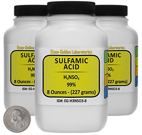Sulfamic Acid [H3NSO3] 99% ACS Grade Powder 1.5 Lb in Three Space-Saver Bottles