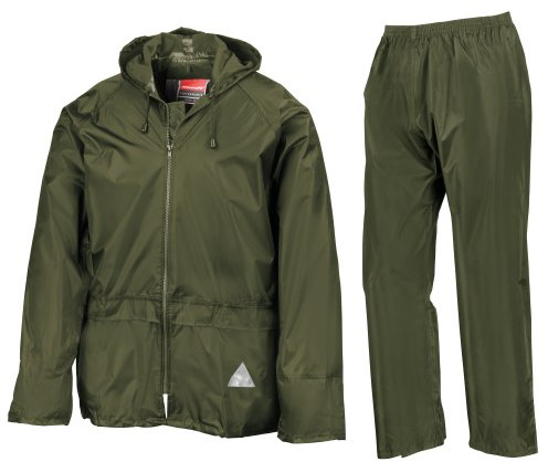 Result Men’s Rain Suit with Rain Jacket and Rain Trousers, Waterproof, M, Olive