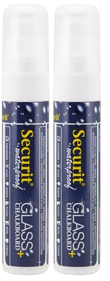 SECURIT - Lot de 2 Marqueurs à Craie Liquide Imperméables - Pour Surfaces Non Poreuses (Tableau Noir, Verre, Métal, Miroir) - Pointe Large 7-15 mm - Blanc