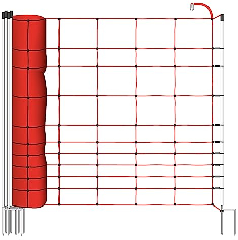 VOSS.farming 50m Elektrozaunnetz, Euro, 145cm, 2 Spitzen Pferdezaun Ponyzaun Euronetz Weidezaun