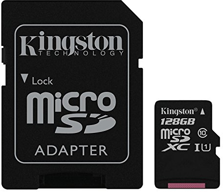 Kingston SDC10G2/128GB - Tarjeta microSD de 128GB (Clase 10 UHS-I 45MB/s) con Adaptador SD