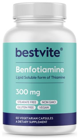 BESTVITE Benfotiamine 300mg (60 Veg Caps) - No Stearates - Vegan
