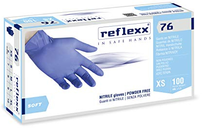 REFLEXX R76 / M Guanti senza nitrili senza polvere, taglia M, blu chiaro, 100 pezzi