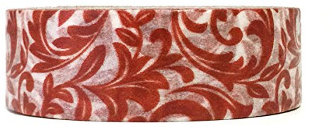 Wrapables Colorful Patterns Washi Masking Tape, Red Ceramic Floral