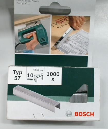 Bosch Accessories 2609255847 Set de 1000 agrafes à fil plat Type 57 Largeur 10,6 mm Epaisseur 1,25 mm Longueur 10 mm