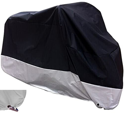 XYZCTEM - Cubierta Impermeable para Motocicleta para Todas Las Estaciones, de Color Negro, se Adapta a Motos de hasta 2,74 Metros, tamaño XXL con Agujeros de Bloqueo, también Protege del Sol