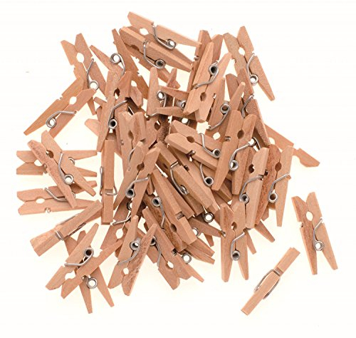 Glorex 6 2200 651 - Wäscheklammern aus unlackiertem Birkenholz, ca. 25 mm groß, 45 Stück, ideal zum Basteln und Dekorieren, für Fotoleinen, Tischkärtchen, Grußkarten