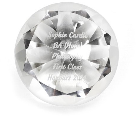 Personalised Engraved Message Diamond Paperweight - Wedding Birthday Gift