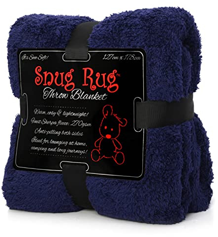 Snug Rug Navy blau Sofaüberwurf Decke Sofa Kuscheldecke Decke Fleecedecke - Original Luxury Hochwertige Sherpa Werfen Warm Fleece Couchdecke Sofadecke 127 x 178cm