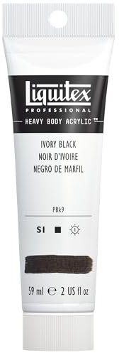 Liquitex 1045244 Professional Heavy Body Acrylfarbe in Künstlerqualität mit ausgezeichneter Lichtechtheit in buttriger Konsistenz, 59ml Tube - Elfenbeinschwarz