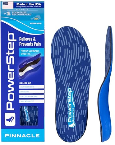Powerstep Pinnacle Insoles - Orthotics for Plantar Fasciitis & Heel Pain Relief - Full Length Orthotic Insoles for Arch Pain with Moderate Pronation - #1 Podiatrist Recommended (M 10-10.5 W 12)