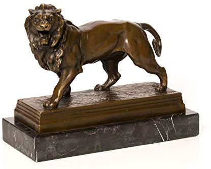Bronsfigur lejon bronsskulptur marmor basfigur lejonskulptur antik stil