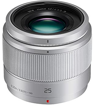 Panasonic LUMIX H-H025E-K 25 mm Micro Four Thirds Camera Lens for G Series - Silver