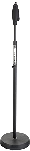 Pronomic MS-200 Einhand Mikrofonständer mit Tellersockel (Mikrofonstativ, durch Einhandveschluss leicht verstellbar, abnehmbare Kabelklemme, 102cm-168cm)