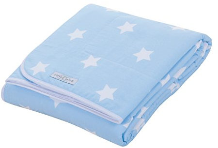 Little Dutch 0284 Kinderbett-Decke hellblau mit weißen Sternen 110 x 140 cm